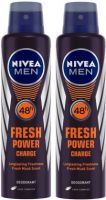 Nivea Men Fresh Power Charge Deodorant Spray  -  For Men  (300 ml, Pack of 2)
