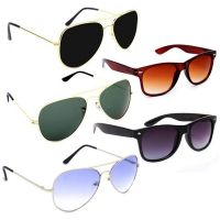 Dervin UV Protection Aviator and Rectangular Unisex Sunglasses - Combo of 5 (Multi Color)