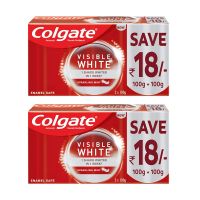 Colgate Visible White, Teeth Whitening Toothpaste, 400g, 200gm x 2 (Sparkling Mint, Saver Pack)