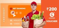Do Online payments using Net Banking and get Rs 200 Grofers voucher. 