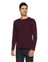 [Size M] Amazon Brand - Symbol Men's Solid Regular Fit Full Sleeve Cotton T-Shirt (AW18ALK7D_Plum_M)