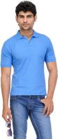 [Size L] TSX Solid Men Polo Neck Blue T-Shirt