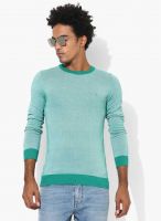 [Size XL] United Colors of Benetton Self Design Round Neck Casual Men Green Sweater