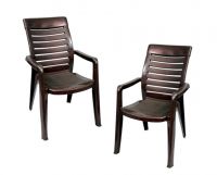 Nilkamal 2180 Plastic Chair (Brown, Set of 2)