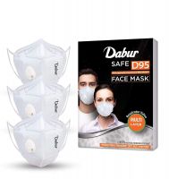 DABUR Safe D95 Face Mask N95, Equivalent Bacterial Filteration, Provides protection against Dust, Haze and Bacteria (Pack of 3)