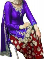 [Size XXXL] Pop Mantra Women's Cotton Straight Salwar Suit Set (EBSFSK223008D-7_Purple_XXX-Large)