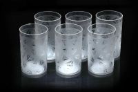 MR PRoducts 6 Pcs. Plastic Diamond Design Unbreakable Stylish Transparent Water Glass/Juice Glass/Beer Glass/Wine Glass Plastic Glass Set 250 Ml