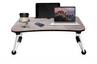 Local Vocal Zone ™ Multi Purpose Laptop Table with Dock Stand | Study Table | Bed Table | Foldable and Portable | Ergonomic & Rounded Edges | Non-Slip Legs (Marble Light)
