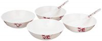 Amazon Brand - Solimo Classico Set of 4 Melamine Serving Bowls with Serving Spoons (7.5 inches)