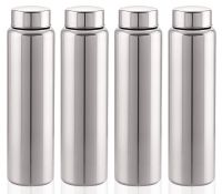 Fun Homes Stainless Steel 4 Pieces Fridge Water Bottle/Refrigerator Bottle/Thunder (1000 Ml,Silver)