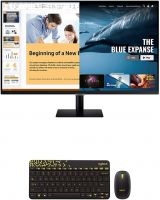 Samsung 27 inch M5 Smart Monitor (Remote Included) Video, Netflix, YouTube Streaming tunerless - Logitech MK240 Nano Wireless Keyboard and Mouse Combo