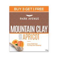 Park Avenue Mountain Clay with Apricot Soap For Deep Cleansing and Gentle Exfoliation, 125gm, Buy 3 Get 1 Free