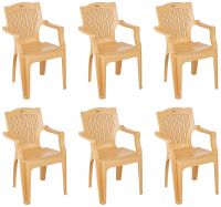 Amazon Brand - Solimo Desna Plastic Chair Set of 6 (Beige)