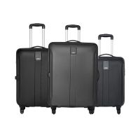 Safari Thorium Sharp Anti-Scratch Combo Set of 3 Black Small, Medium & Large Check-in 4 Wheel Hard Suitcase