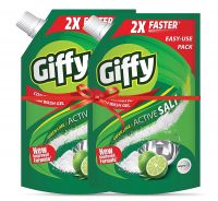 Giffy Green Lime & Active Salt Concentrated Dish Wash Gel by Wipro, 900ml(Pack of 2)