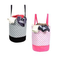 Amazon Brand - Solimo Laundry Bag, Polka, Grey & Pink, Set of 2