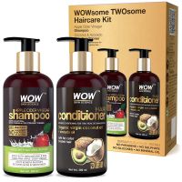 WOW Apple Cider Vinegar Shampoo and Organic Virgin Coconut oil plus Avacado Oil Conditioner- WOWsome Twosome No Parabens & Sulphates Hair Care Package – 600mL