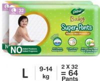 Dabur Baby Super Pants | Infused with Aloe Vera, Shea Butter & Vitamin E | Insta-Absorb Technology L  (64 Pieces)