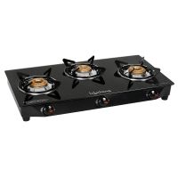 [Rs. 200 Back + Diamonds + Rupay Card] Lifelong LLGS18 Glass Top 3 Burner Gas Stove, Manual Ignition, Black (ISI Certified, Door Step Service)