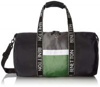 United Colors of Benetton Polyester 50 cms Black Grey White Green Gym Shoulder Bag (0IP6DFBGMP03I)