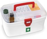 Milton Plastic Rectangular Medicine Box, Medical Box, First aid Box, Multi Purpose Box, Multi Utility Storage with Handle (White, Standard ).