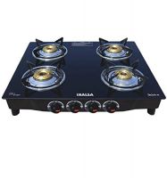 [Rs. 200 Back + Diamonds + Rupay Card] Inalsa Dazzle Open Glass Top 4 Burner Gas Stove, Manual Ignition, Black