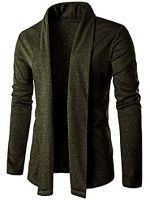 [Size XL] PAUSE Grey Solid Lapel Collar Slim Fit Full Sleeve Men's Cardigan