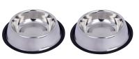 Royale Dog Anti Skid Cat Food Bowl Plain Stainless Steel Bowl For Feeding Small Dogs Cats and Kittens Only (200ml X 2) Very Small (Set of 2)