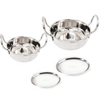 StarLinks® Baby Stainless Steel Thick Base (Induction Compatible) Kadai Patti Chatti Mini Cookware with Lid (300ml,800ml with lid)