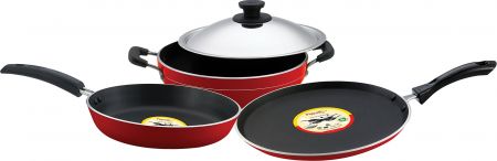 [LD] Pigeon Rapido Induction Base Non-Stick Cookware Gift Set, 4 Pieces, Red