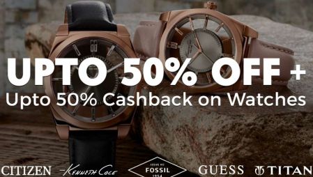 Upto 50% Off + Upto 50% Cashback on Watches 