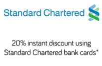 Get 20% Instant Discount Using Standard Chartered Bank Debit & Credit Cards 