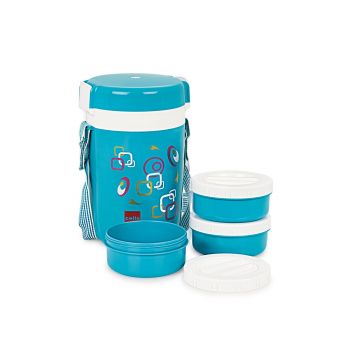 [LD] Cello Super Executive Insulated 3 Container Lunch Carrier, Blue