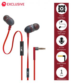 [Pre Pay] boAt BassHeads 200 In Ear Wired With Mic Earphones Red