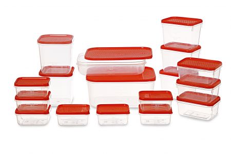 [LD] All Time Plastics Polka Container Set, 6.5 Litre, Set of 17, Red