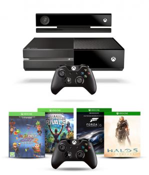 Microsoft Xbox One Console with Kinect with 1 Extra Wireless Controller and 4 Games Downloadable Code (DLC) (Halo 5, Forza Motorsport 6 , Fruit Ninja 2 & Kinect Rivals)
