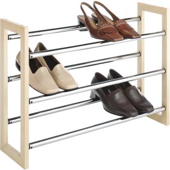 [LD] Whitmor Stackable Wood Expandable Shoe Rack (Silver)