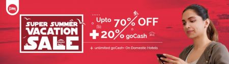 Upto 70% off + 20% goCash on Domestic Hotels 