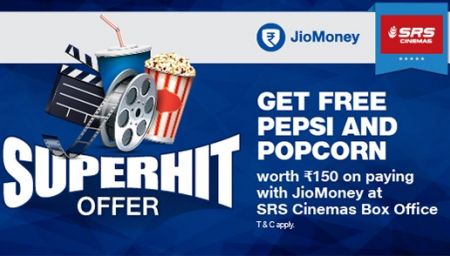 Get a Free Pepsi + Popcorn Combo Worth Rs. 150 at SRS Cinemas Box Office When Paid with JioMoney 