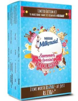 Milkmaid Ice Cream Kit -Contains Milkmaid Tin, Go Cream, Plastic Container & Recipe Booklet