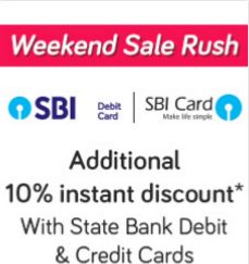 10% Instant Discount using State Bank Debit and Credit Cards 