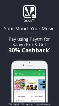Get 30% Cashback on 1st Transaction at Saavn App Using Paytm 