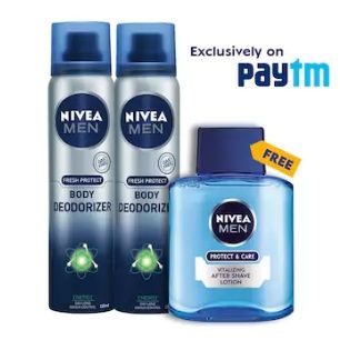 Nivea Men Fresh Protect Body Deodorizer Energy, 120 ml Vitalising After Shave Lotion Combo
