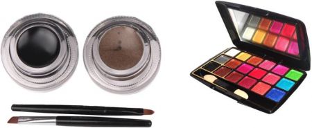 MITENO Long Lasting Gel Eyeliner(black+brown)+18 shade eyeshadow (Set of)