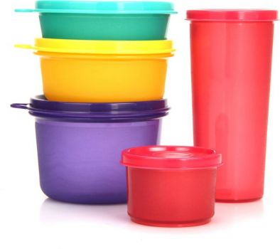 Polyset Food Saver Combi - 100 ml, 170 ml, 300 ml, 350 ml, 450 ml Plastic Fridge Container 179(Pack of 5, Multicolor)