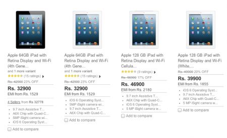 Flat Rs.10,000 Off on 4th Generation iPads with Retina Display 