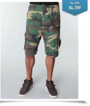 Mens Army Printed Cargo Shorts