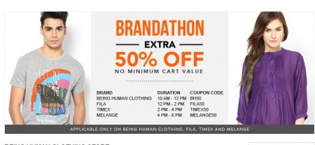 Upto 40% Off & Extra 50% off on Timex, Fila, Being Human & Melange Clothings, Watches, Footwears 