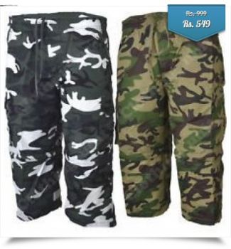 2 Mens Army Printed Cargo Shorts
