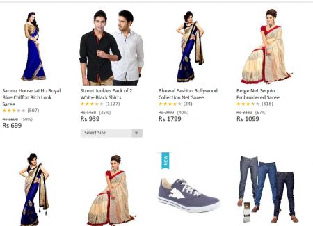 Upto 80% Off &  Buy 2 Get 1 or 25% off on Rs. 1499+ on Clothing & Footwears 